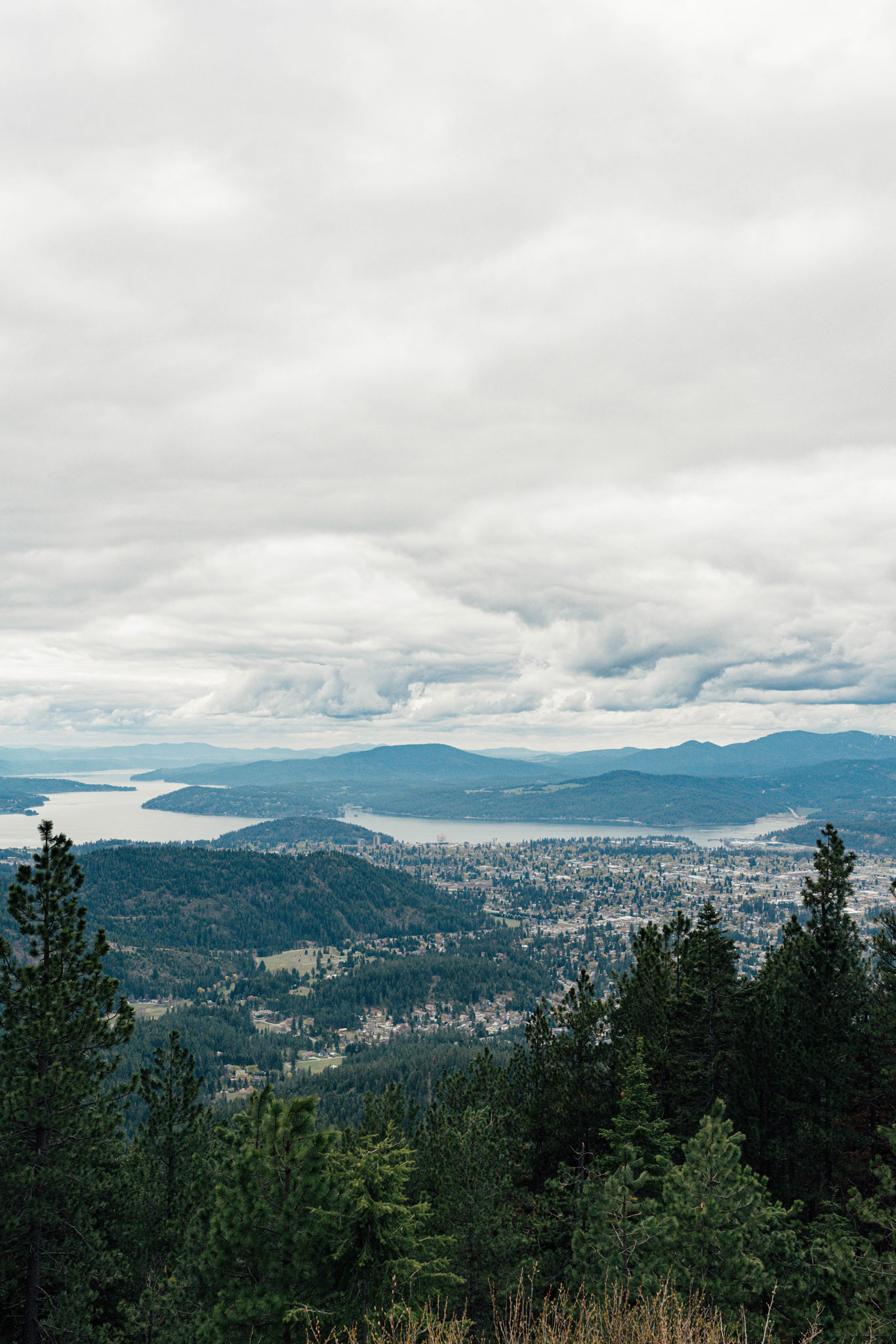 From the top you can see post falls, Coeur d'Alene, and Hayden.
