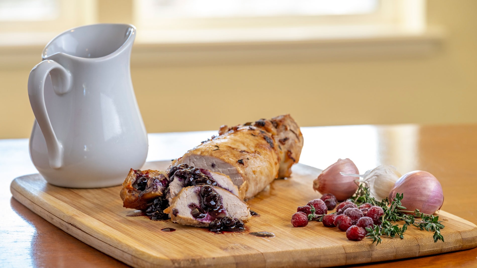 Pork Loin with Huckleberry Thyme Sauce
.
1 pork loin
5 sprigs fresh thyme
2 garlic cloves, minced
1 medium shallot, peeled and chopped
2 tbsp extra virgin olive oil
1/4 cup + 1 tsp sea salt
.
By: @michalthewriter
Photography By: @joelrinerphotography